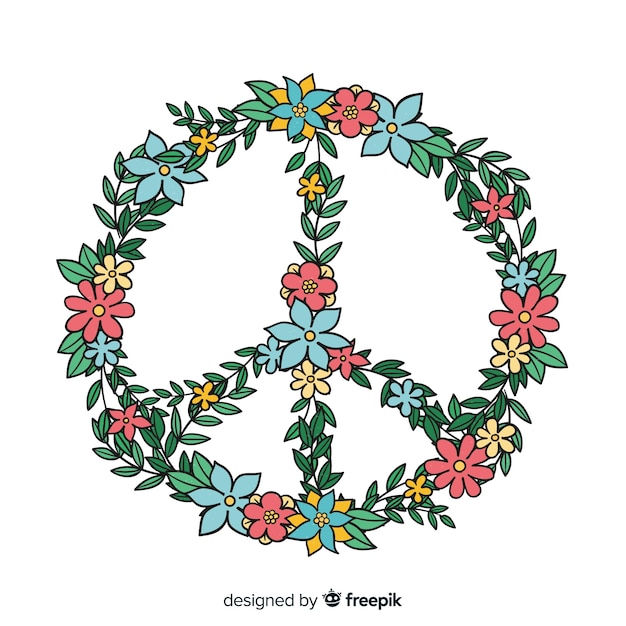 Free vector lovely peace symbol with floral style