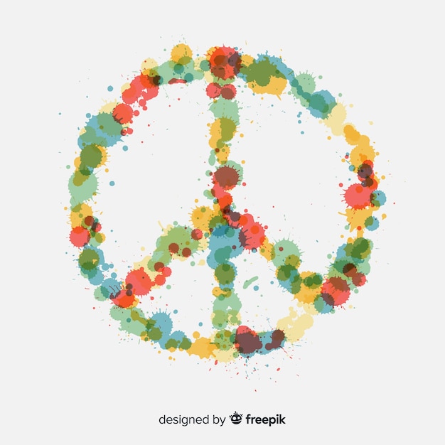 Free Vector lovely peace symbol with floral style