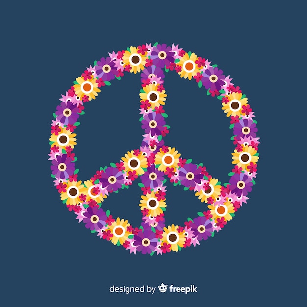 Free vector lovely peace symbol with floral style