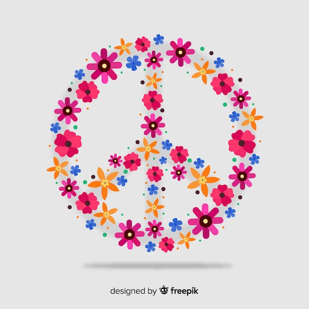 Lovely peace symbol with floral style