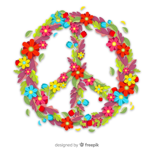 꽃 스타일로 사랑스러운 평화의 상징
