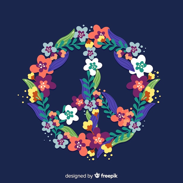 Lovely peace symbol with floral style