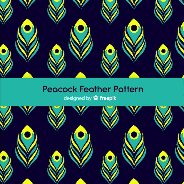 Free vector lovely peacock feather pattern with flat design