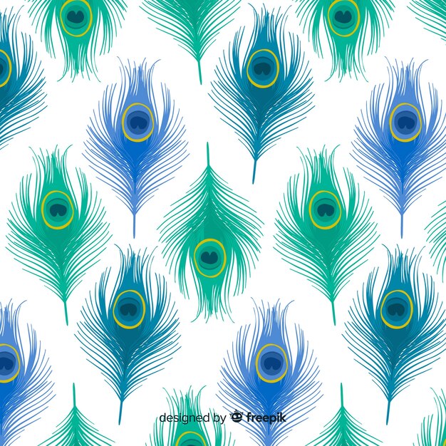 Lovely peacock feather pattern with flat design
