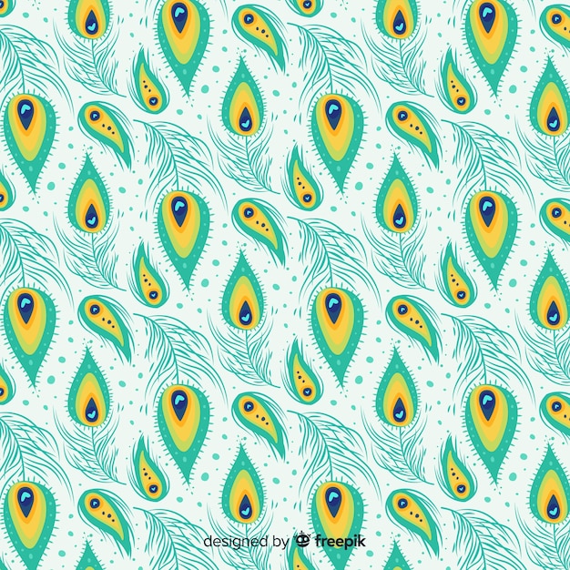 Lovely peacock feather pattern with flat design