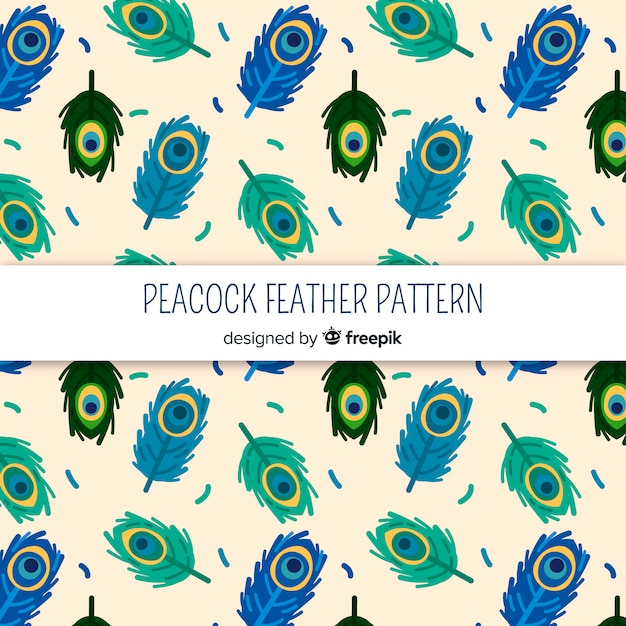 Free vector lovely peacock feather pattern with flat design