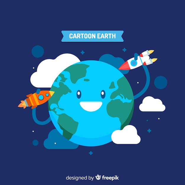 Free vector lovely planet earth with cartoon style