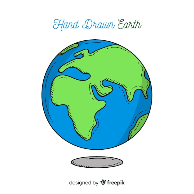 Free vector lovely planet earth with hand drawn style