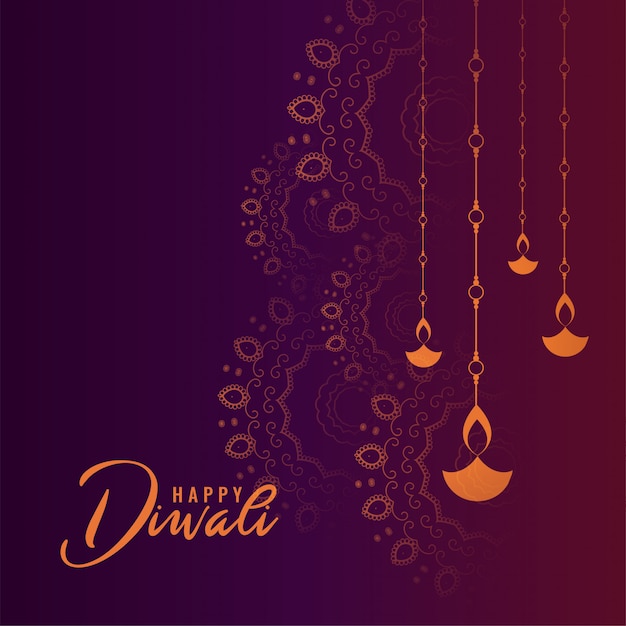 Lovely purple happy diwali festival card