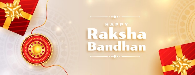 Lovely raksha bandhan banner with gifts and rakhi