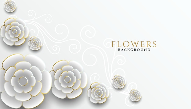 Lovely realistic flowers decorative white background