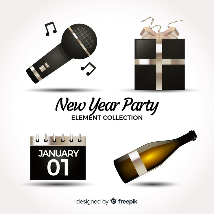 Free Vector lovely realistic new year party element collection