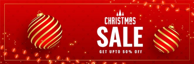 Free vector lovely red christmas sale banner design