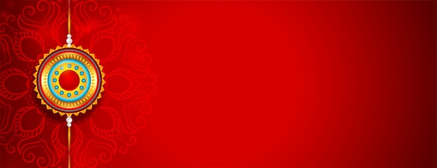 Free vector lovely red happy raksha bandhan banner with text space
