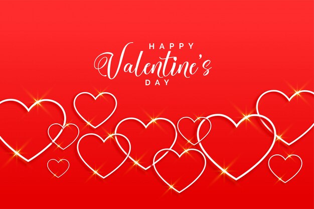 Прекрасный красный день Святого Валентина сердца в стиле поздравительной открытки