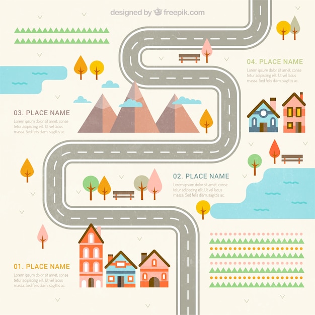 Free vector lovely road infographic