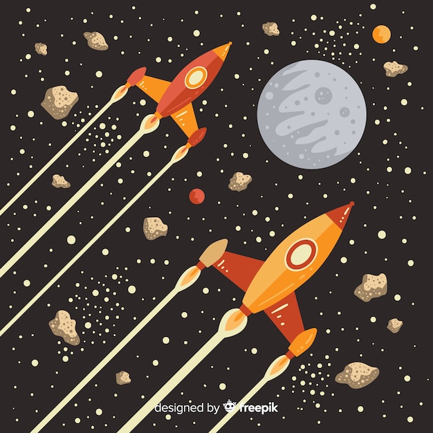 Free vector lovely rocket with vintage style