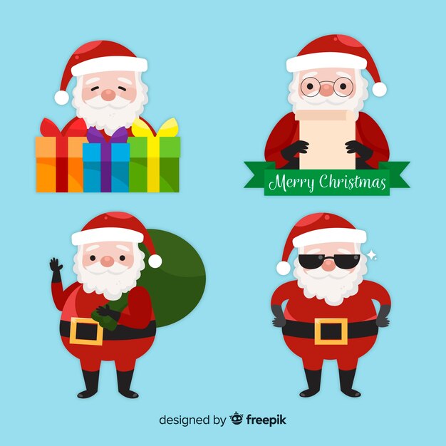 Lovely santa claus character collection with flat design