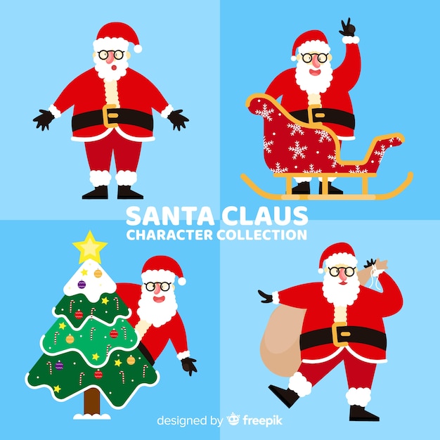 Lovely santa claus character collection with flat design