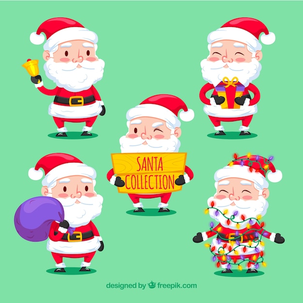 Free vector lovely santa claus character pack