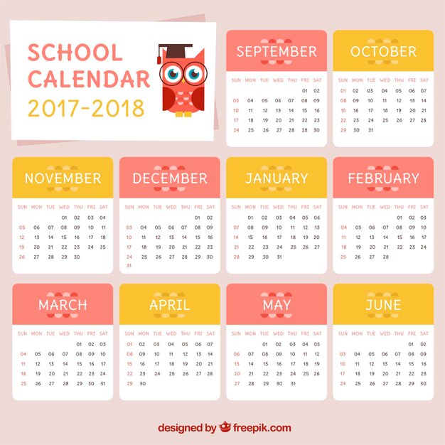 Прекрасный школьный календарь с совой