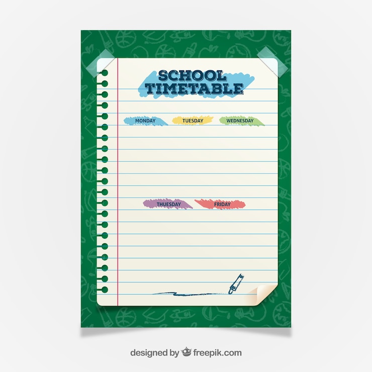 Free Vector lovely school timetable with flat design