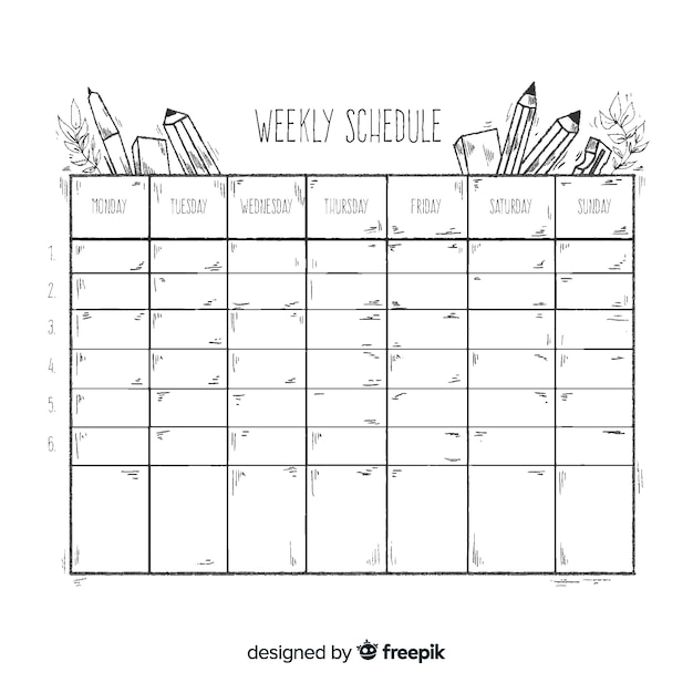 Lovely school weekly schedule template