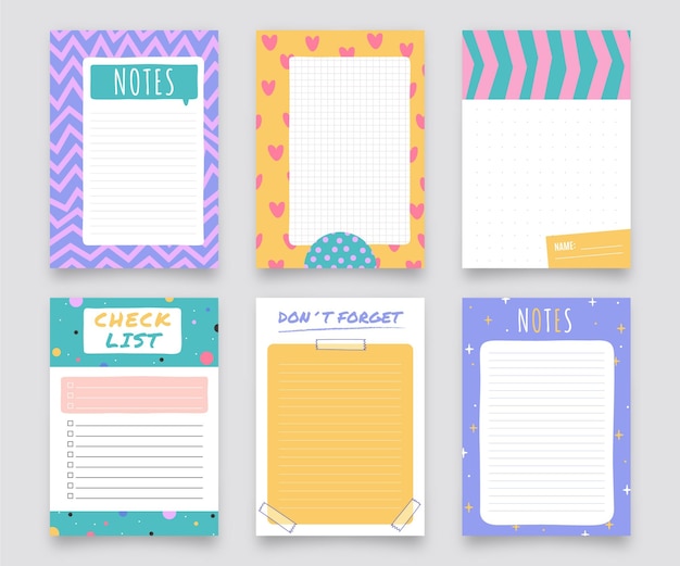 Free vector lovely scrapbook notes and cards set