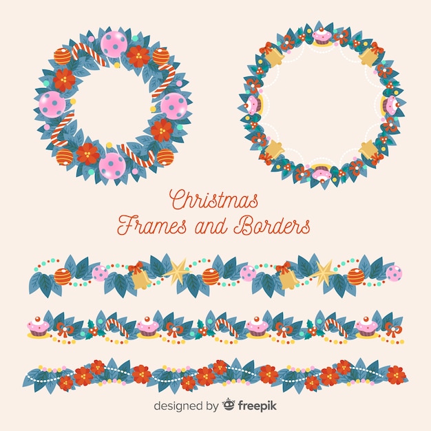 Free vector lovely set of christmas borders and frames