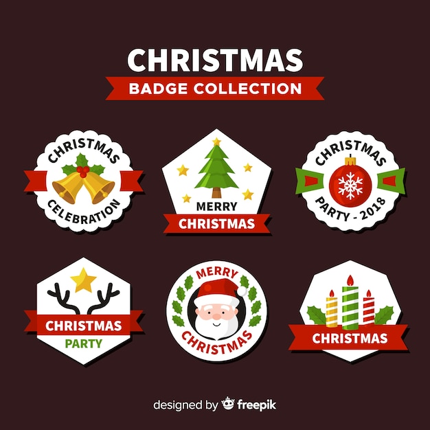 Lovely set of christmas labels with flat design