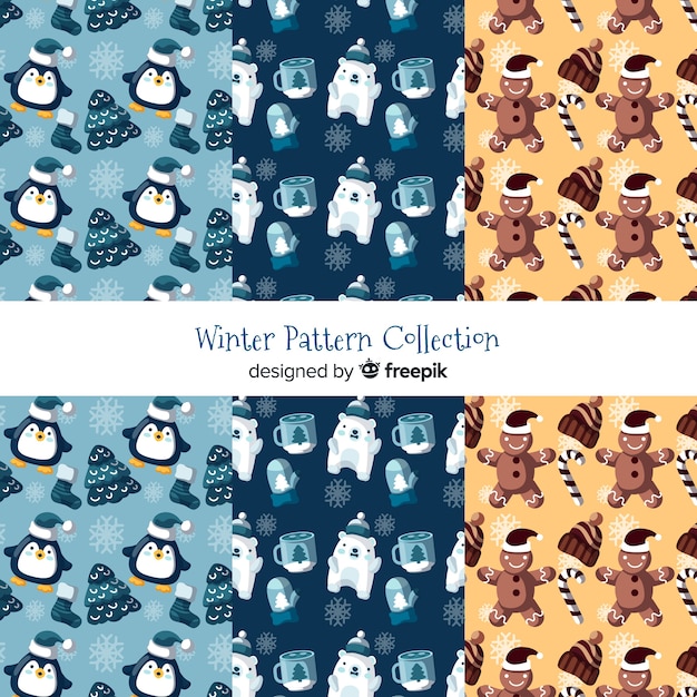 Lovely set of colorful winter patterns