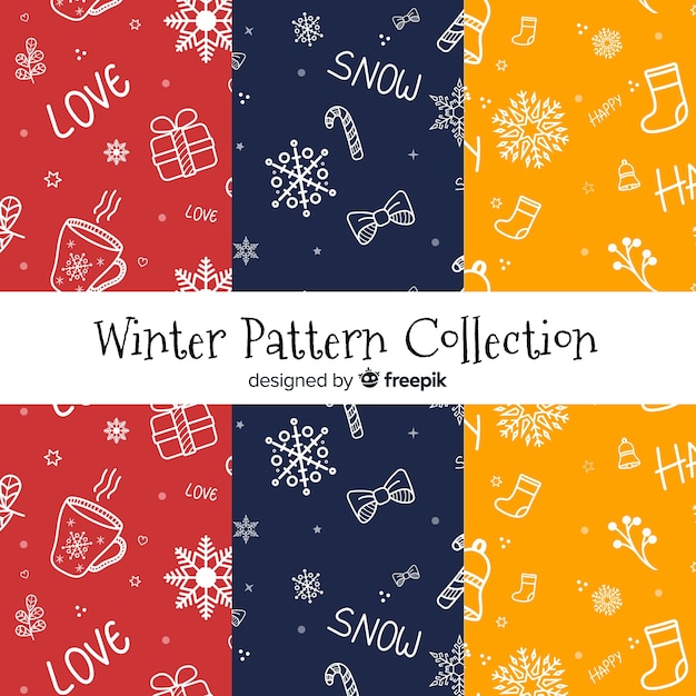 Lovely set of colorful winter patterns