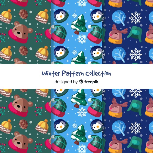 Lovely set of colorful winter patterns