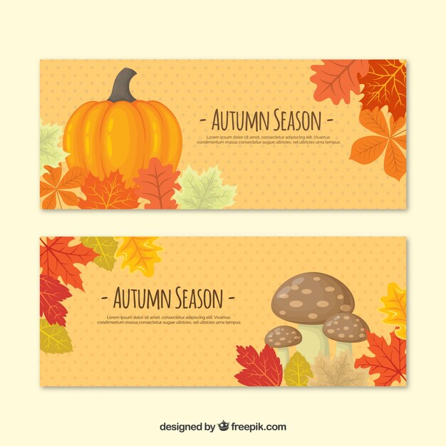 Lovely set of hand drawn autumn banners