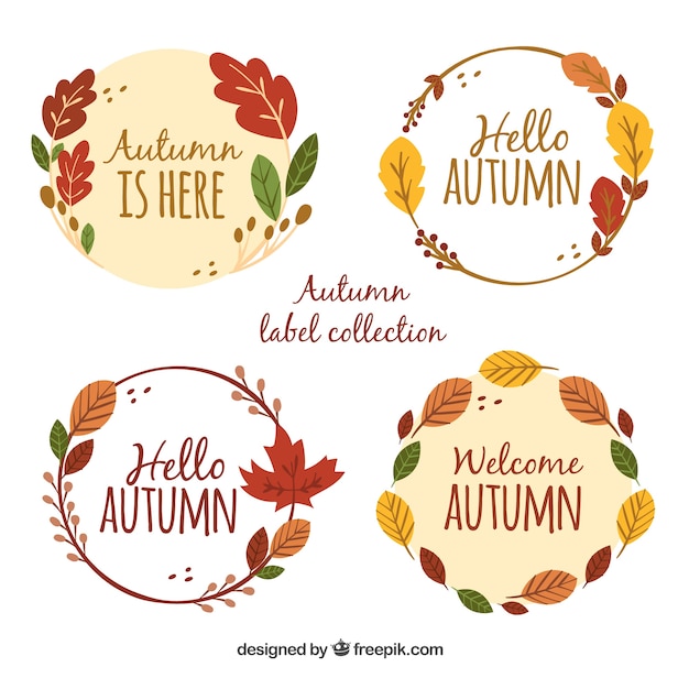 Lovely set of hand drawn autumn labels