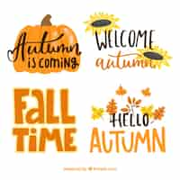 Free vector lovely set of hand drawn autumn labels