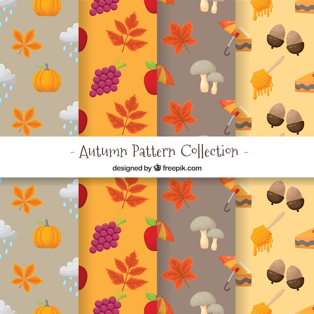 Lovely set of hand drawn autumn patterns