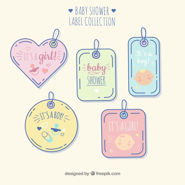 Lovely set of hand drawn baby badges