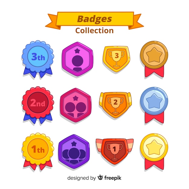 Vettore gratuito bella serie di badge disegnati a mano