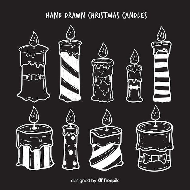 Lovely set of hand drawn christmas candles