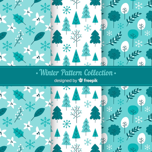 Lovely set of hand drawn winter patterns