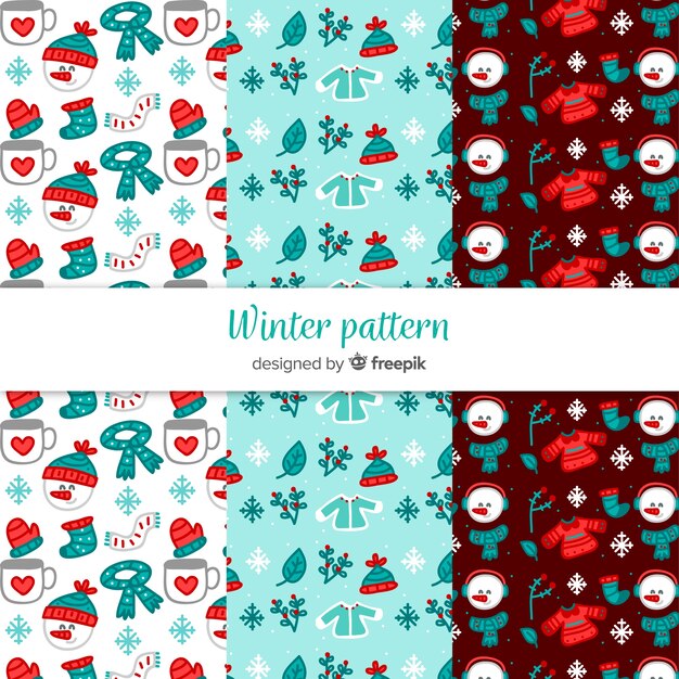 Lovely set of hand drawn winter patterns