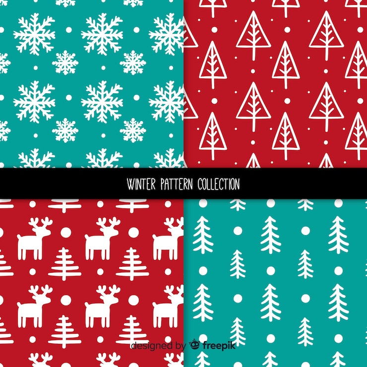 Free Vector lovely set of hand drawn winter patterns