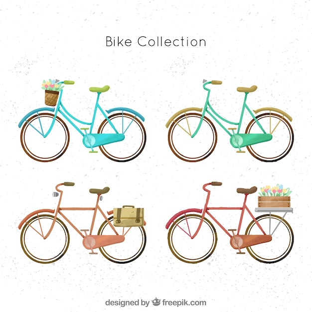 Бесплатное векторное изображение Прекрасный набор старинных велосипедов