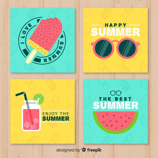 Lovely set of summer card templates