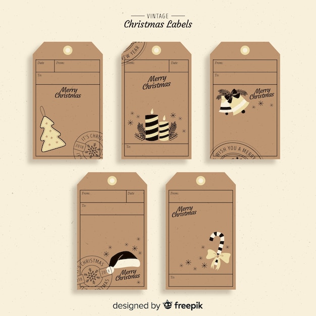 Free vector lovely set of vintage christmas labels