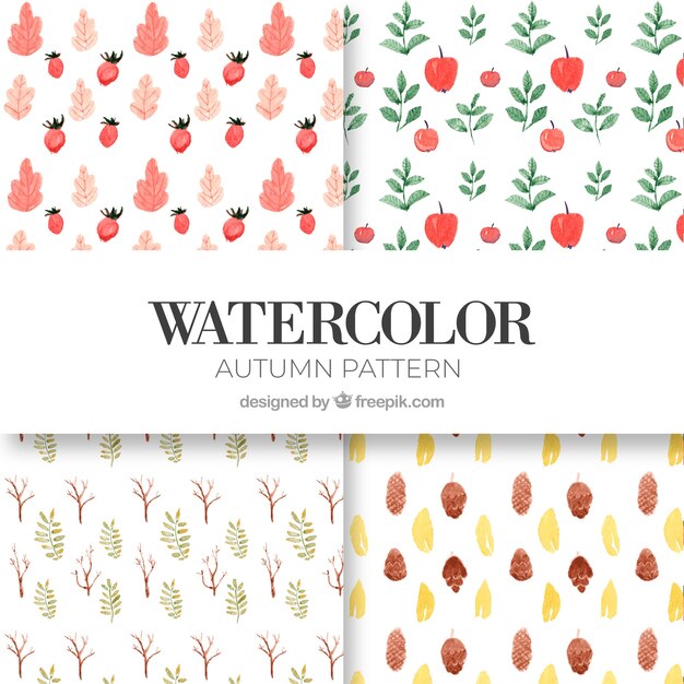 Lovely set of watercolor autumn patterns