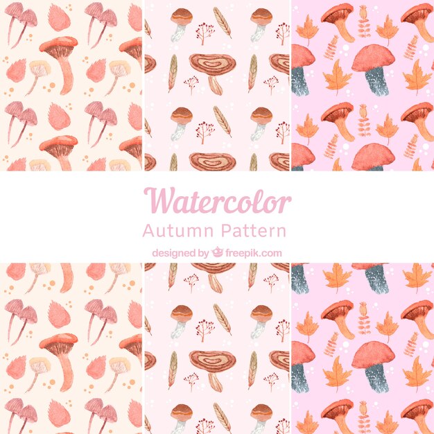 Lovely set of watercolor autumn patterns