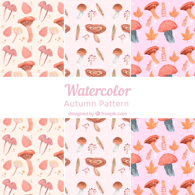 Lovely set of watercolor autumn patterns