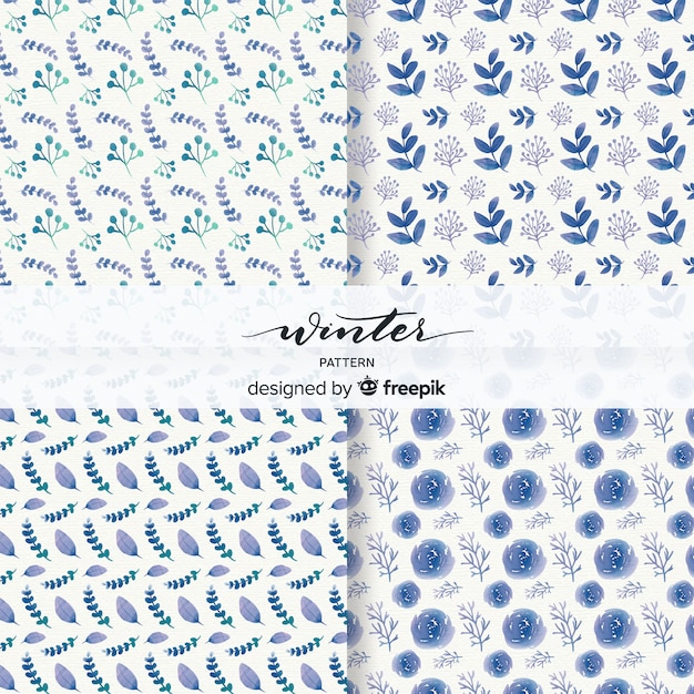 Lovely set of watercolor winter patterns